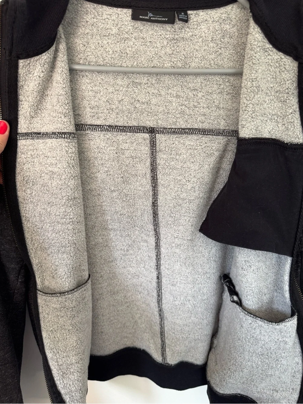 Marc Anthony Men's Charcoal and Black Zip-Up Sweater Jacket